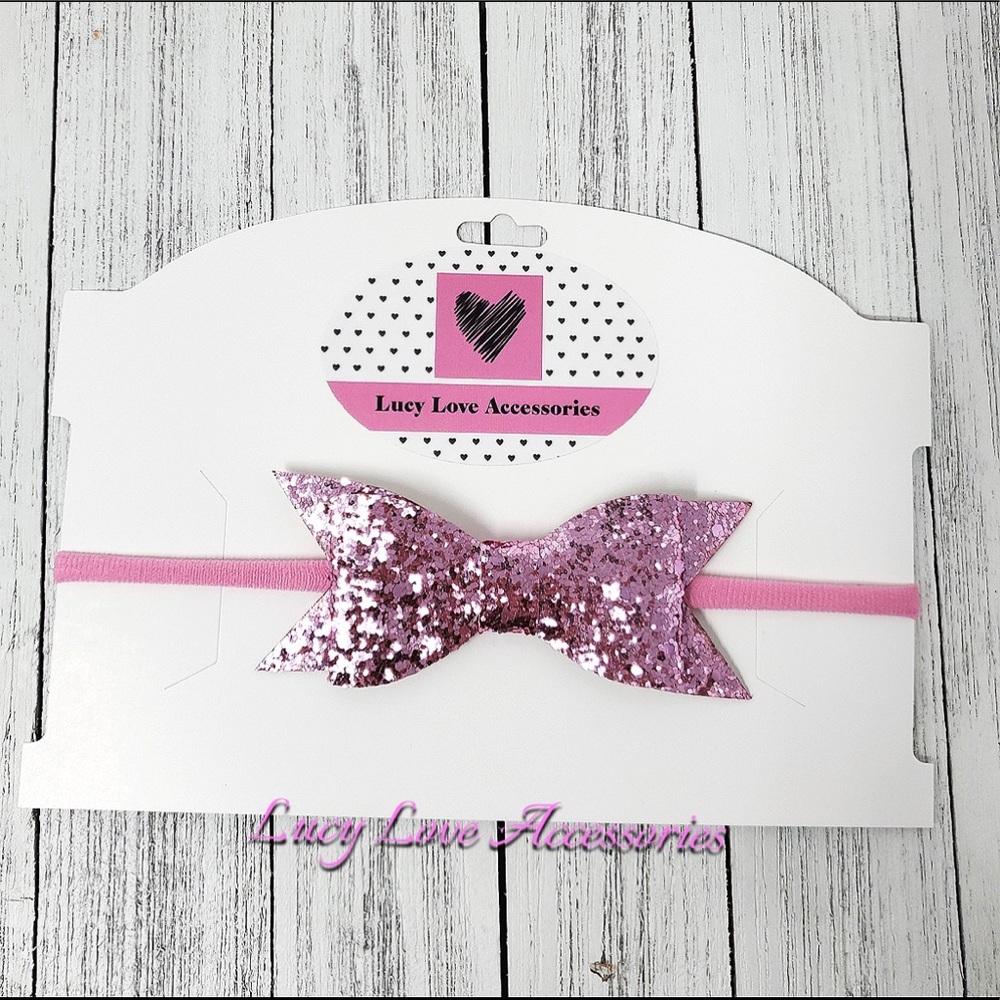 4” Light Pink Shimmery Bow Headband!